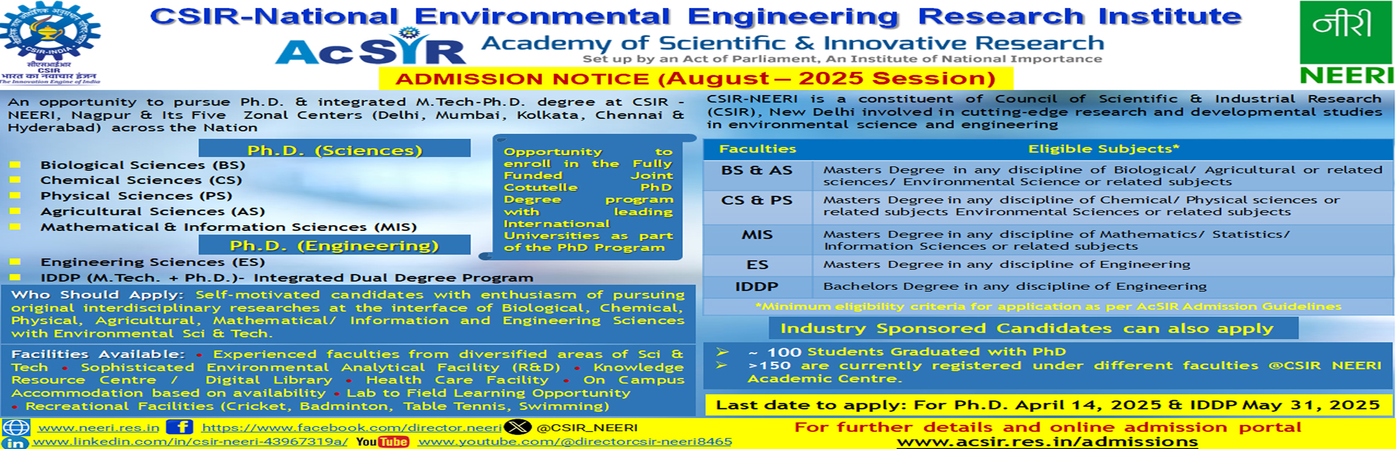 Acsir Admission August 2025 Session Image